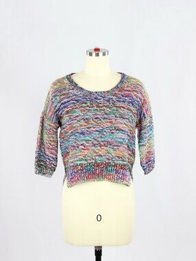 Aritzia WILFRED LE FOU Masako Rainbow Marled Wool Paper Knit Sweater, Size XS